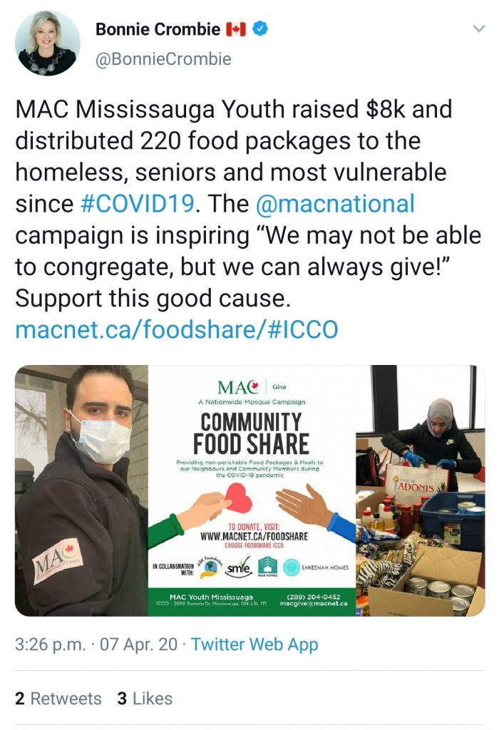 Mayor Bonnie Crombie Encouraging Support for MAC Community Food Share Campaign
