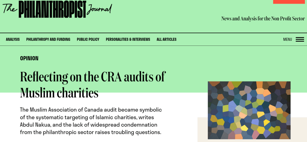 Reflecting on the CRA audits of Muslim charities