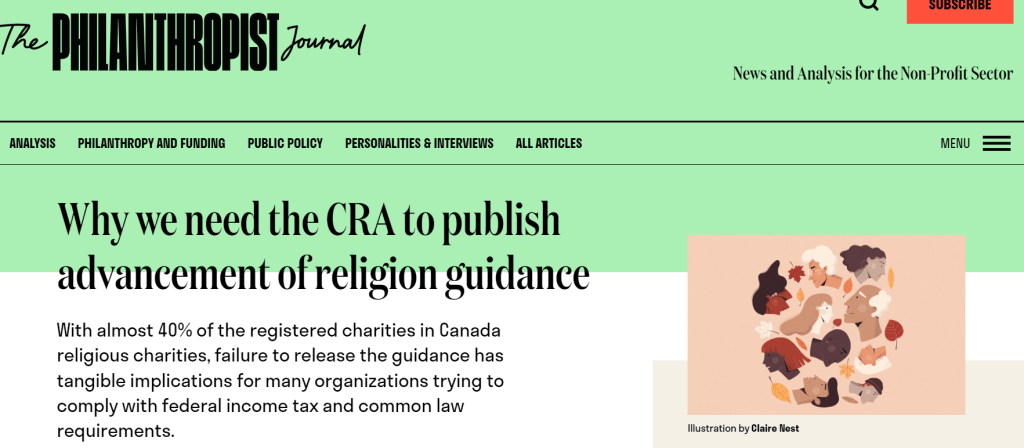 Why we need the CRA to publish advancement of religion guidance